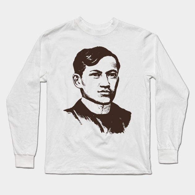 Jose Rizal Portrait Long Sleeve T-Shirt by Tamie